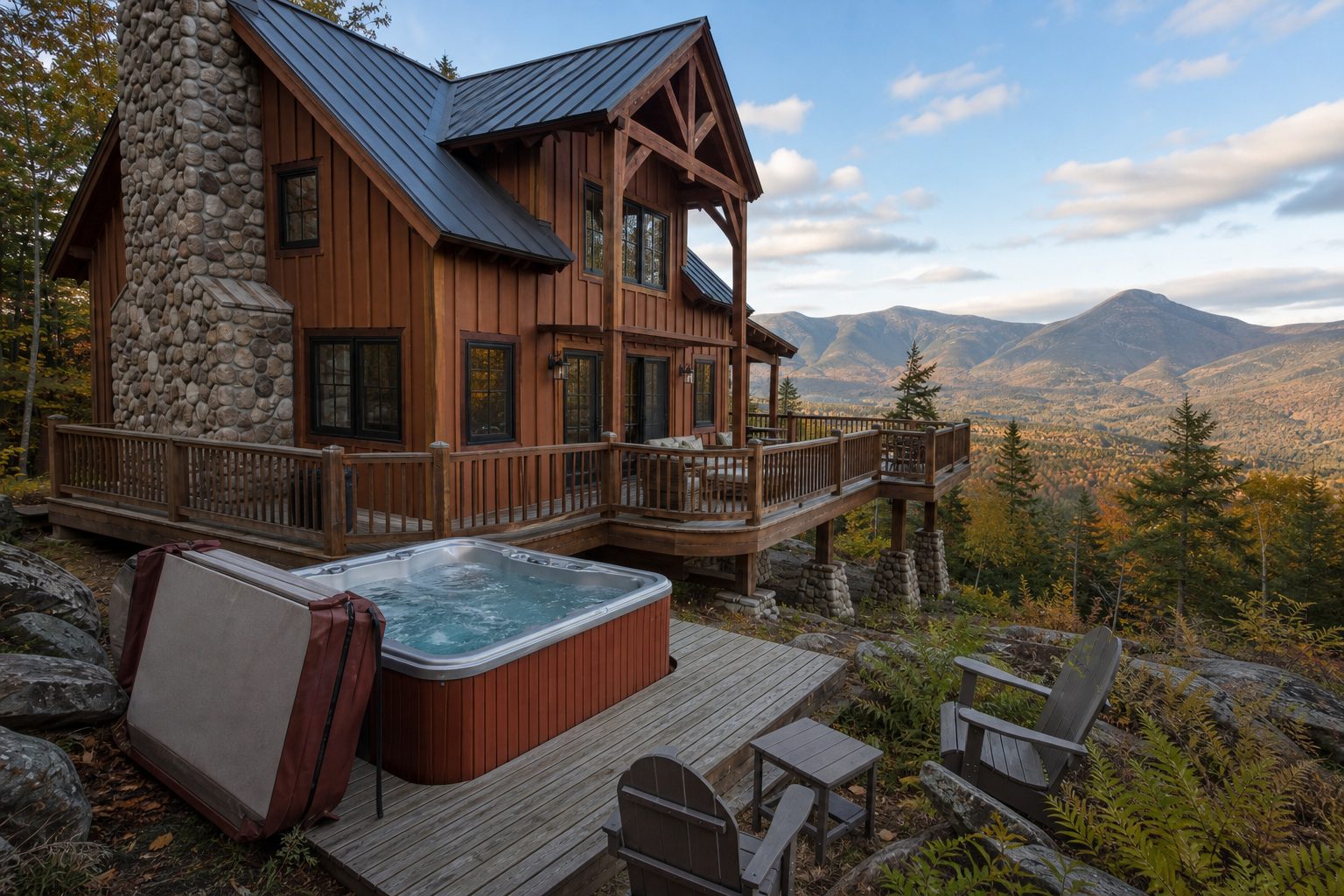 North Conway Timber-Frame Cabin — White Mountain Views + Hot Tub — additional photo 1